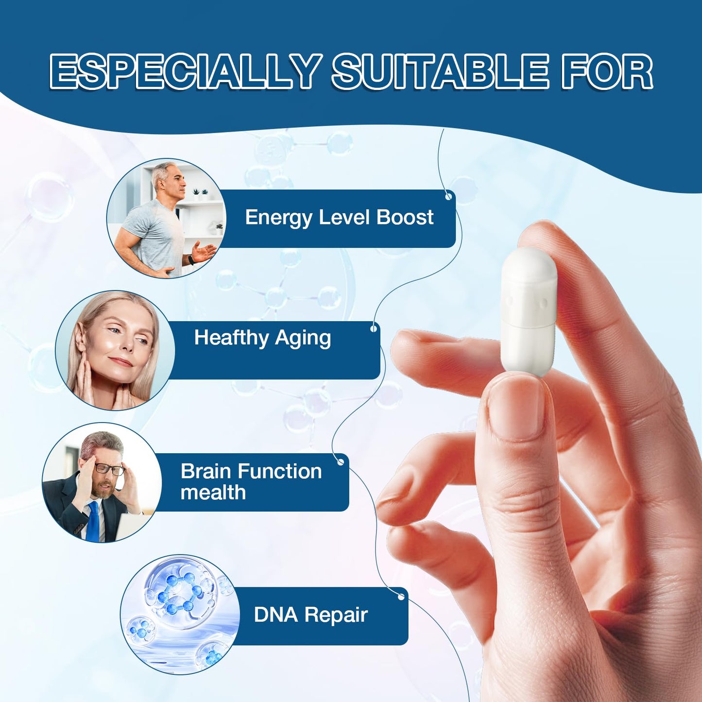 suplemento nad+ topcapak ribósido nicotinamida resveratrol frasco 3