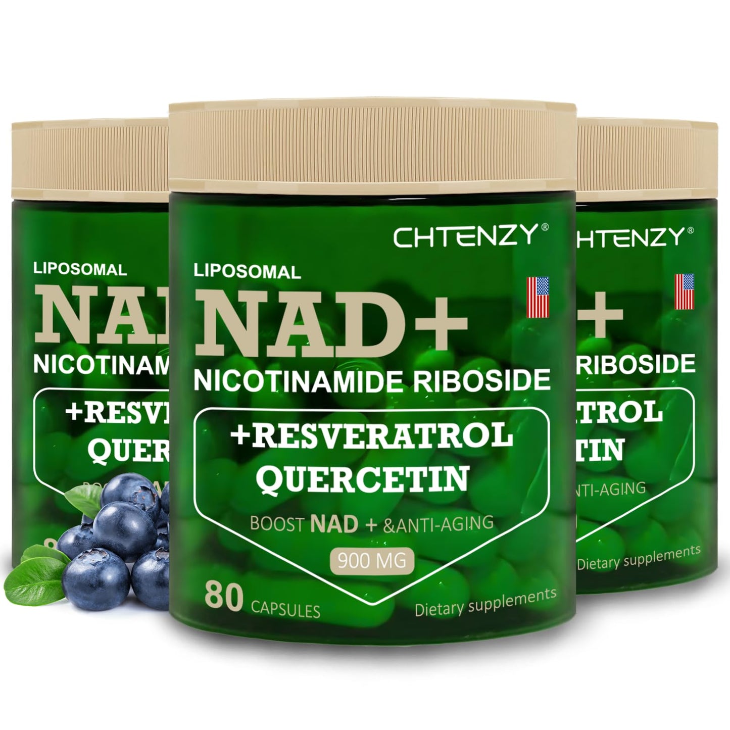 Suplemento NAD+ liposomal CHTENZY para energía y piel saludable