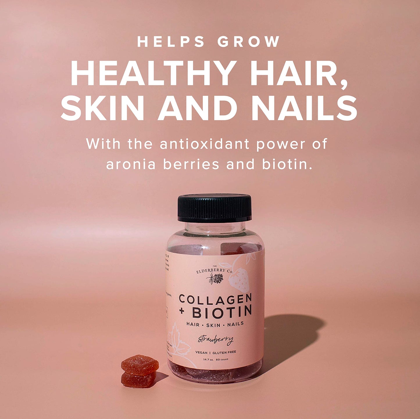 Suplemento natural para cabello uñas piel con colágeno y aronia