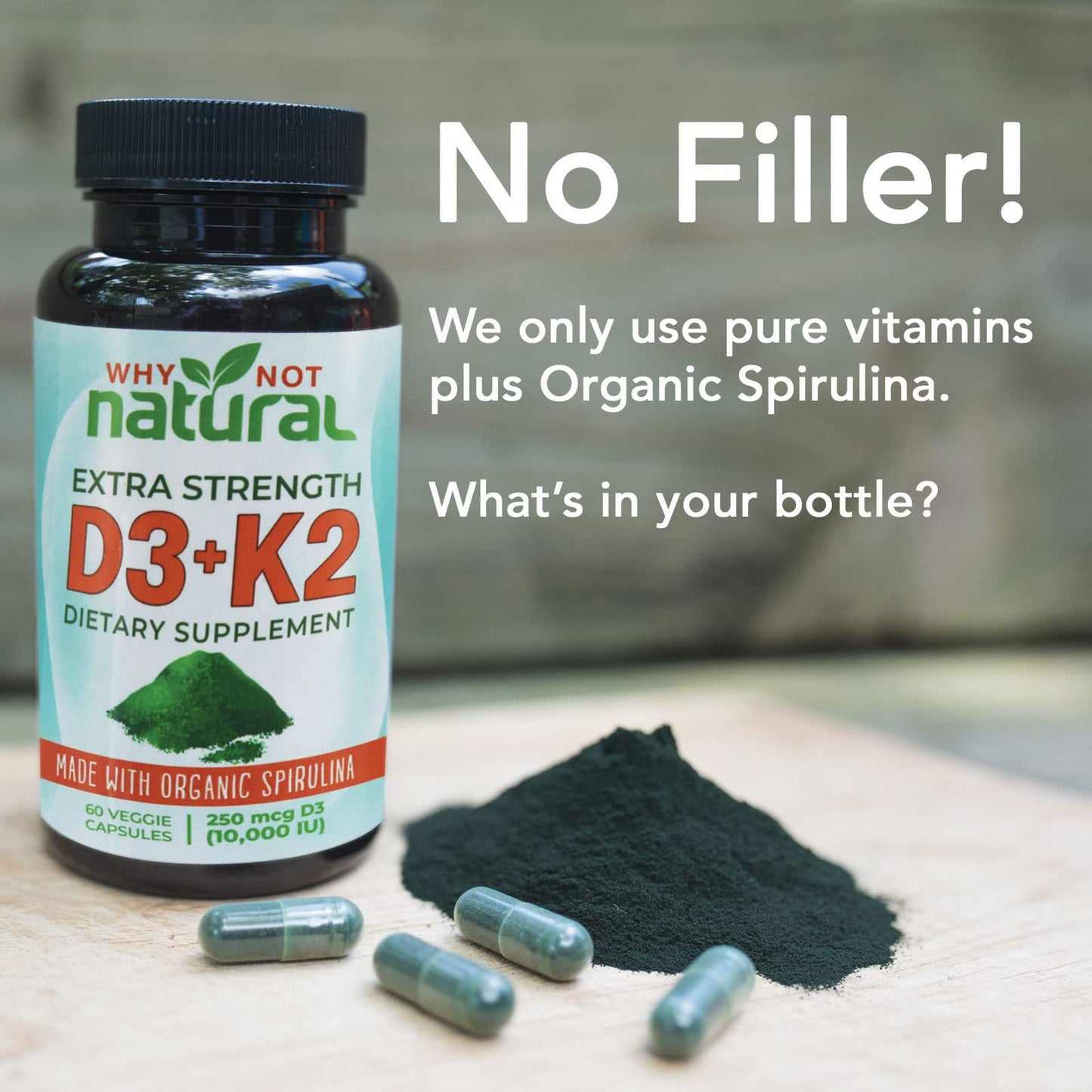 Suplemento natural d3 k2 alta absorción y sin rellenos dañinos