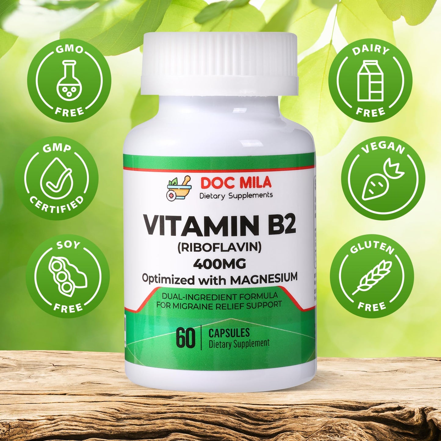 Suplemento natural para migrañas adultos y niños con vitamina b2