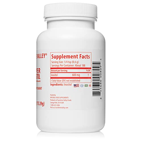 Suplemento natural Sunshine Valley Super Inositol sobre madera