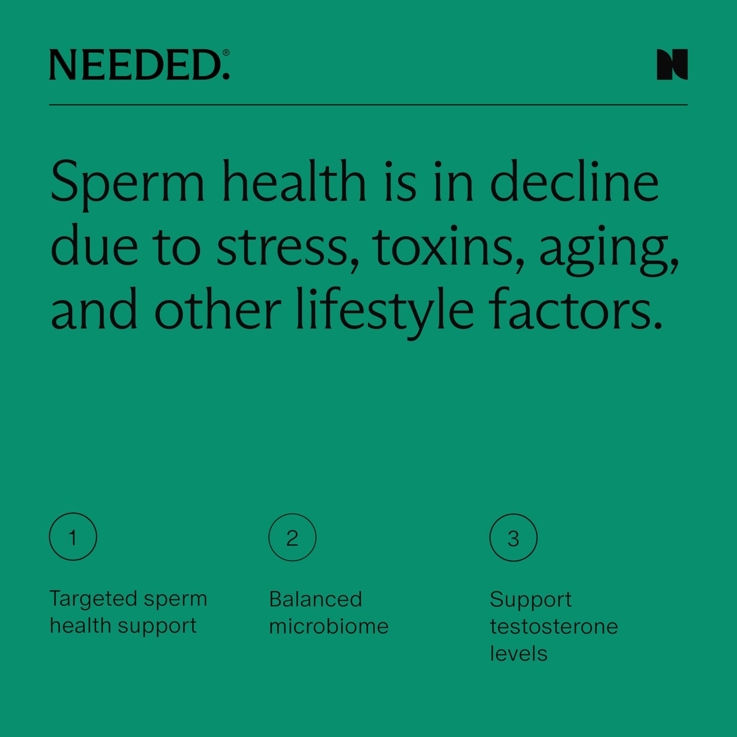 Suplemento Needed soporte esperma y fertilidad masculina