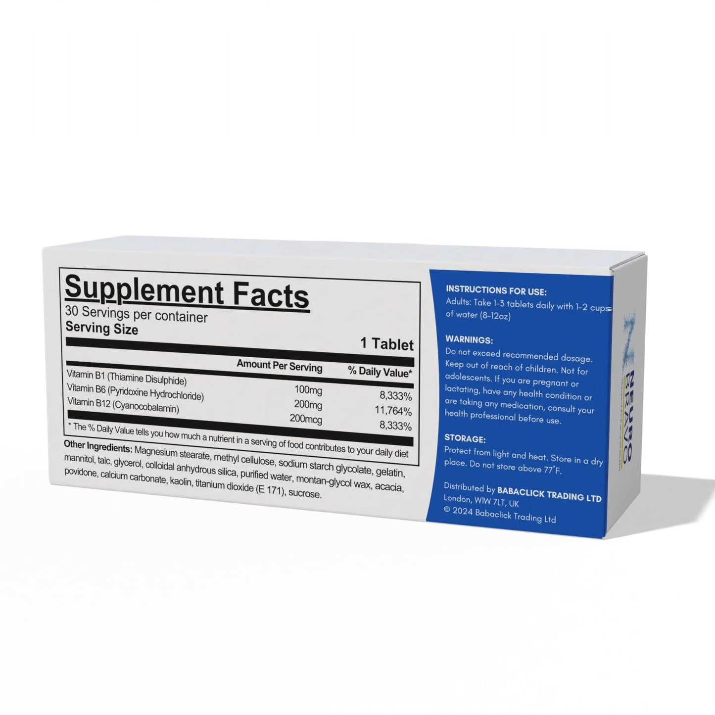 Suplemento Neurobravo vitaminas B1 B6 B12 para función muscular
