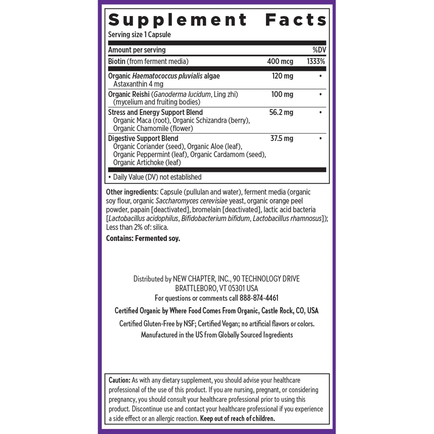 Suplemento New Chapter con biotina fermentada para belleza holística
