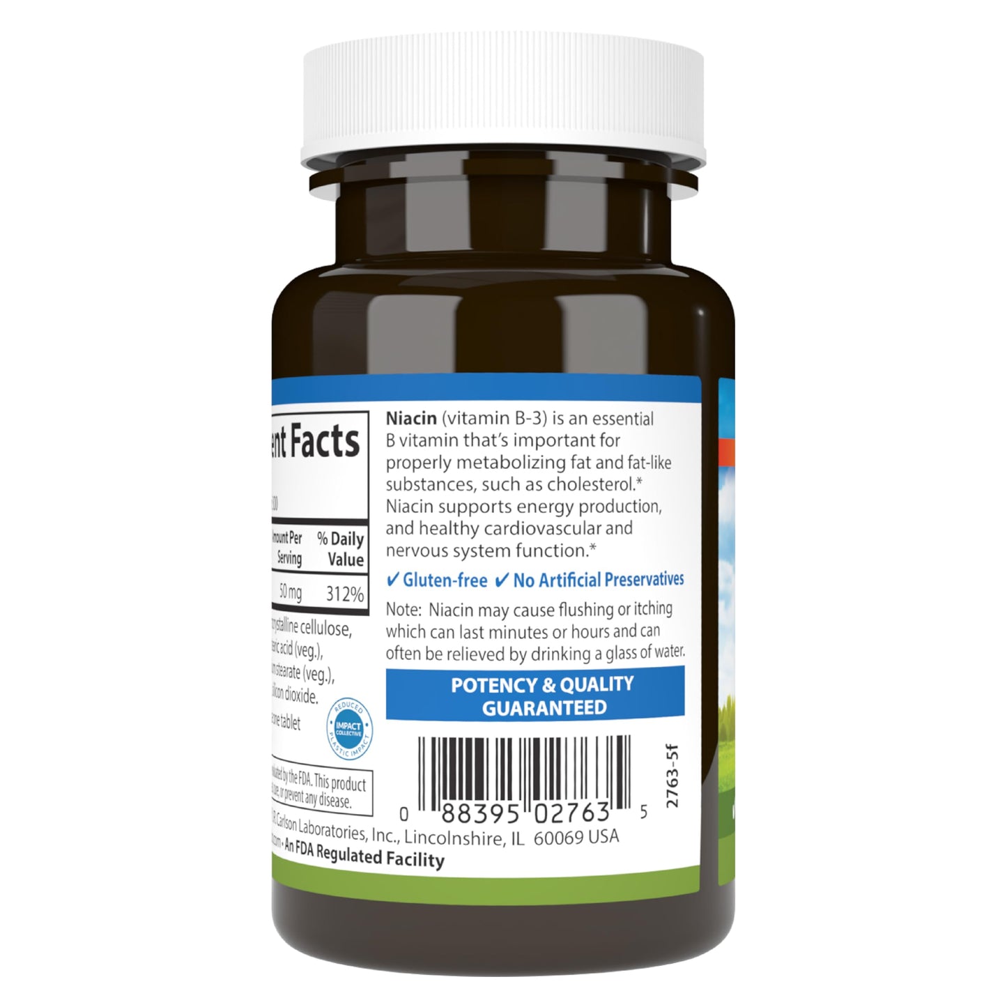 Suplemento Niacina Carlson 50 mg para producción de energía