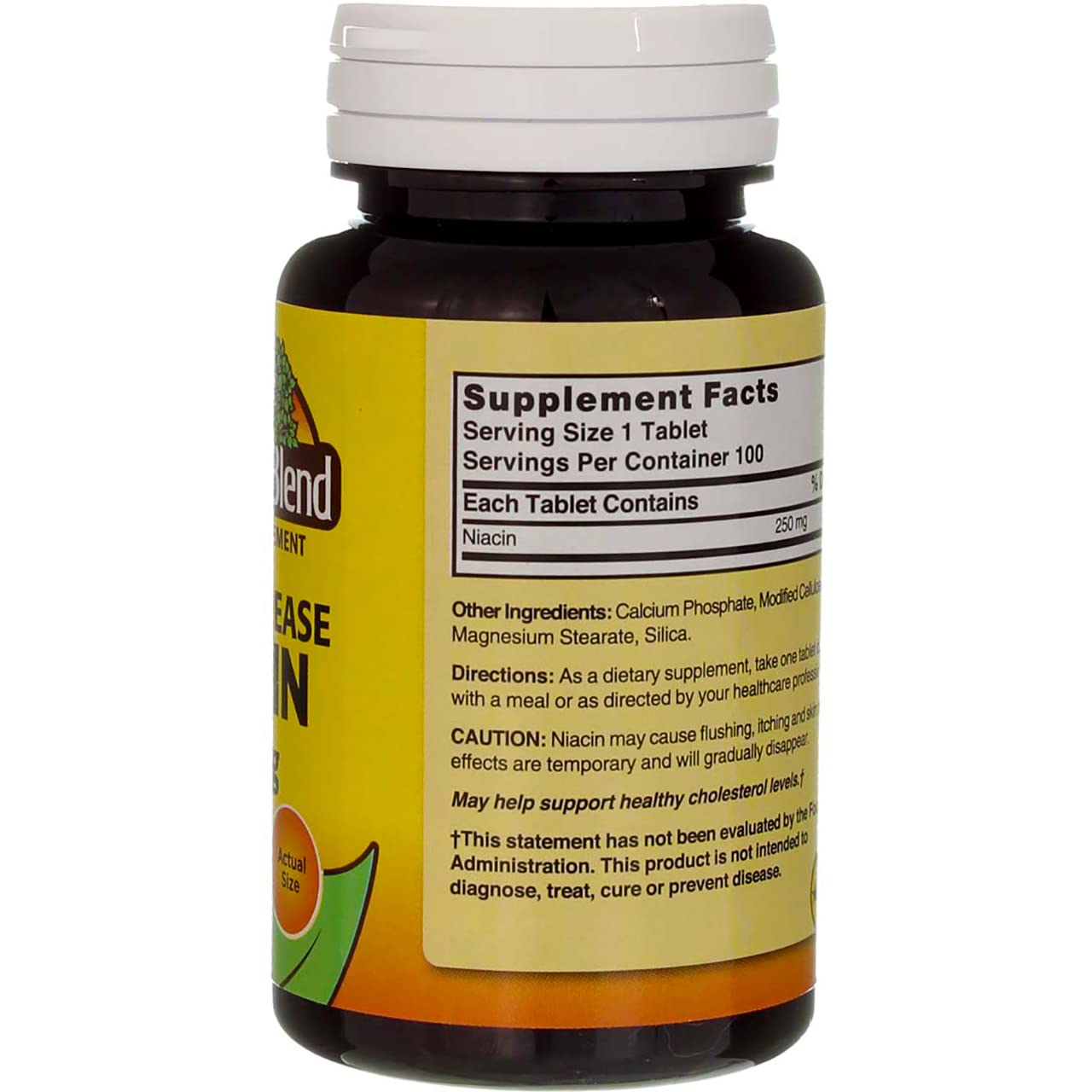 Suplemento de niacina Nature's Blend 250 mg liberación prolongada