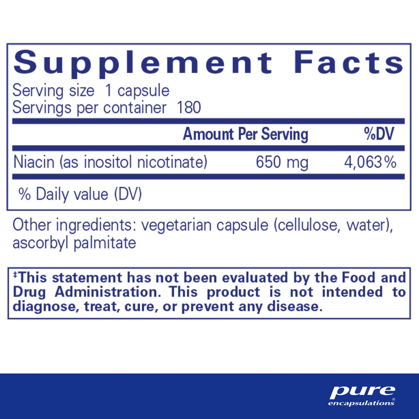 Suplemento niacina sin enrojecimiento Pure Encapsulations