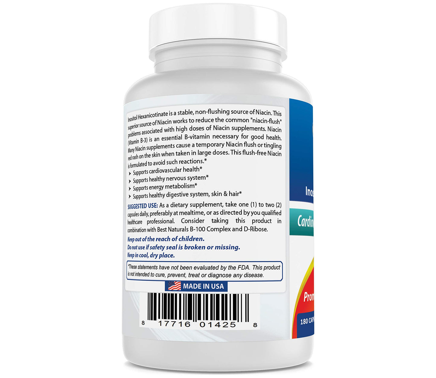 Suplemento niacina sin rubor 180 cápsulas sin gluten Best Naturals