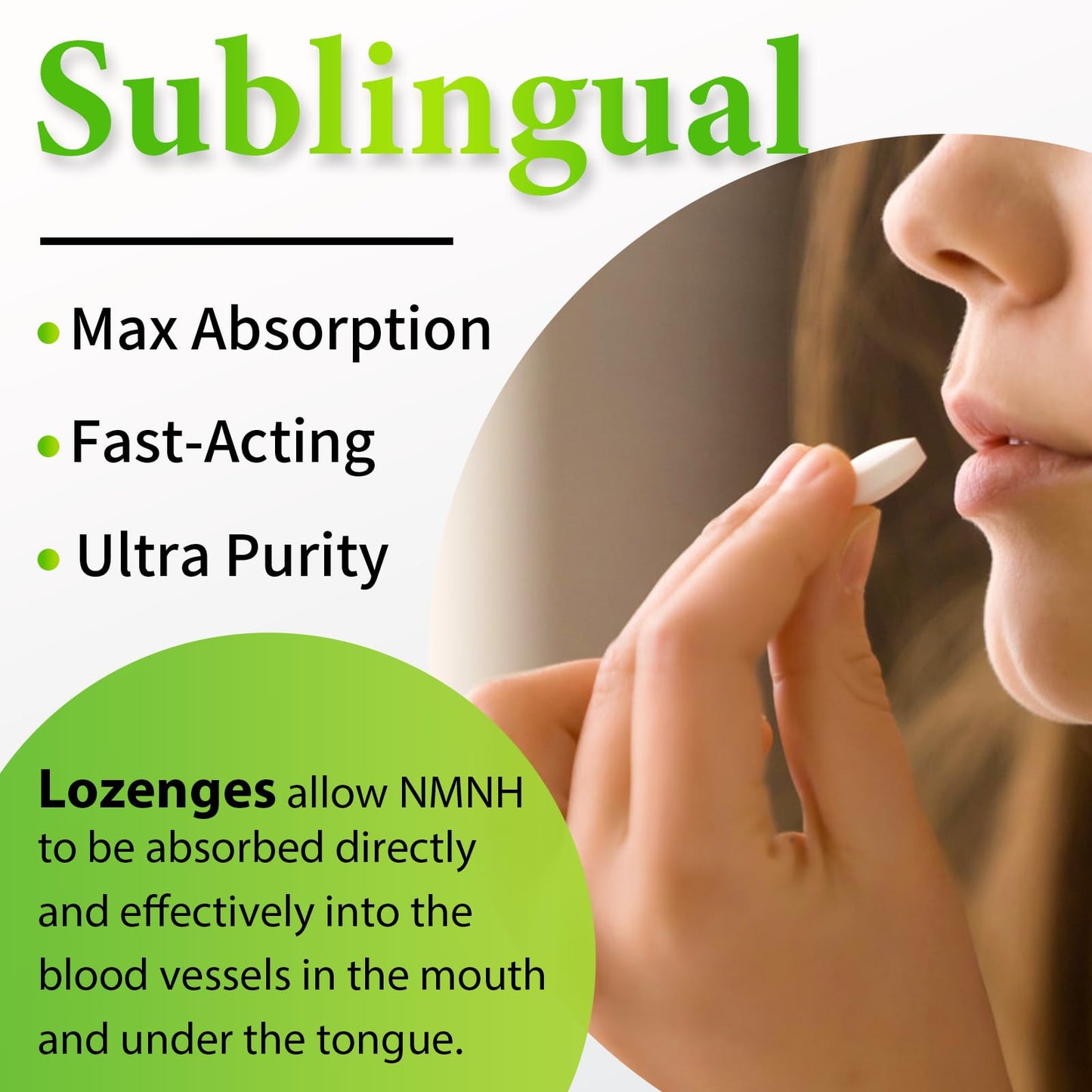 Suplemento NMNH 500mg sublingual para energía y salud