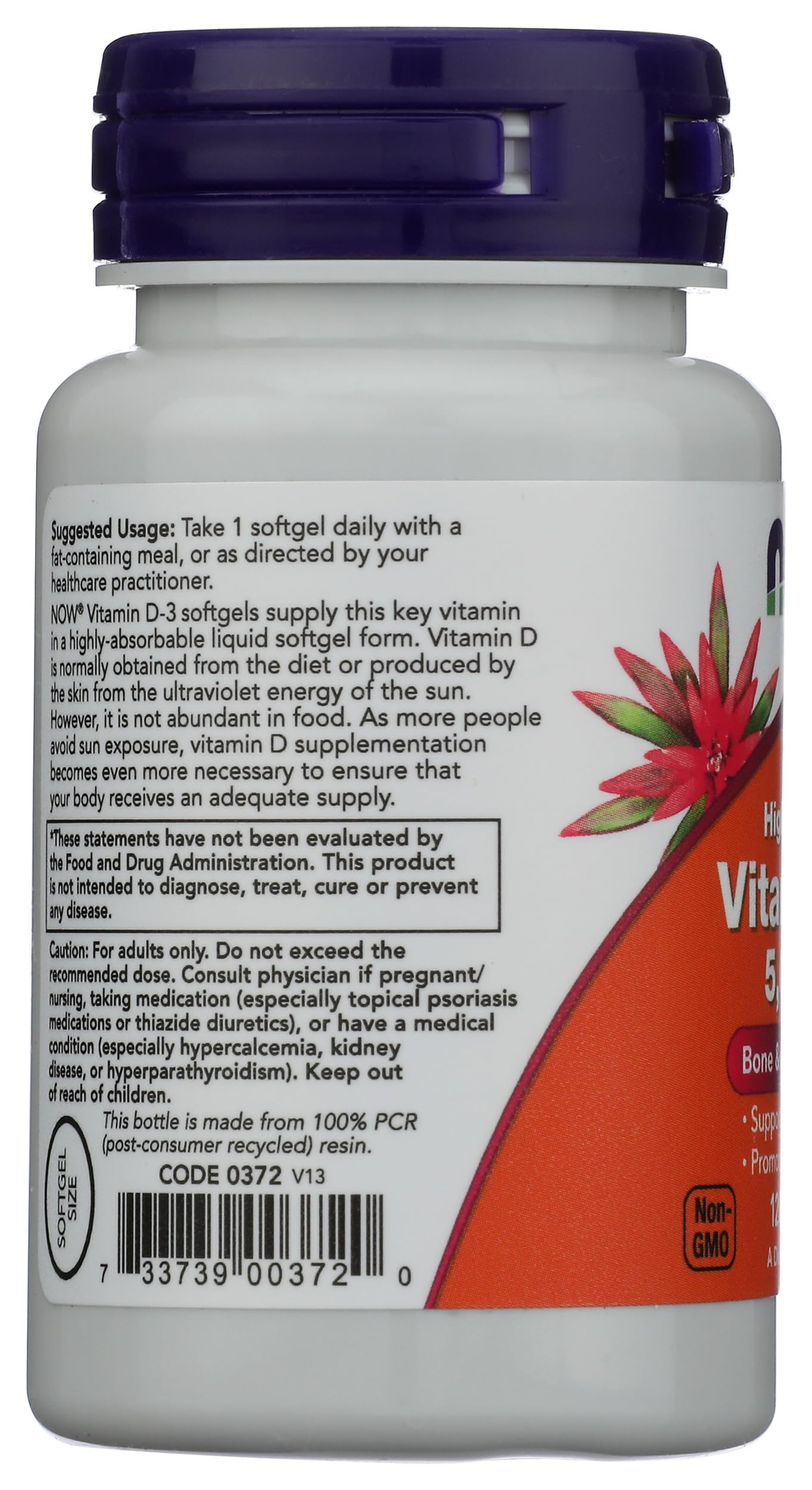 Suplemento Now Foods vitamina D3 5000 IU en aceite de oliva