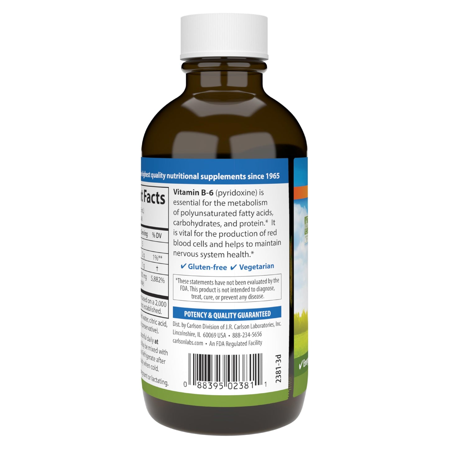 Suplemento nutricional Carlson vitamina B6 para bienestar general