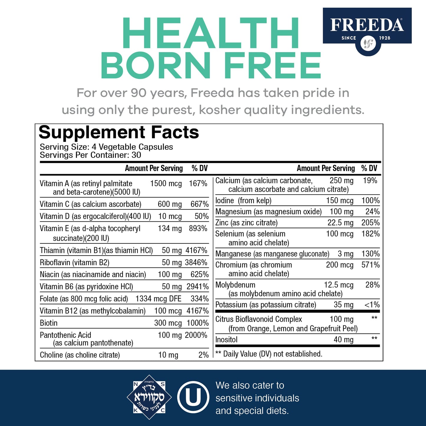 Suplemento nutricional FREEDA sin hierro