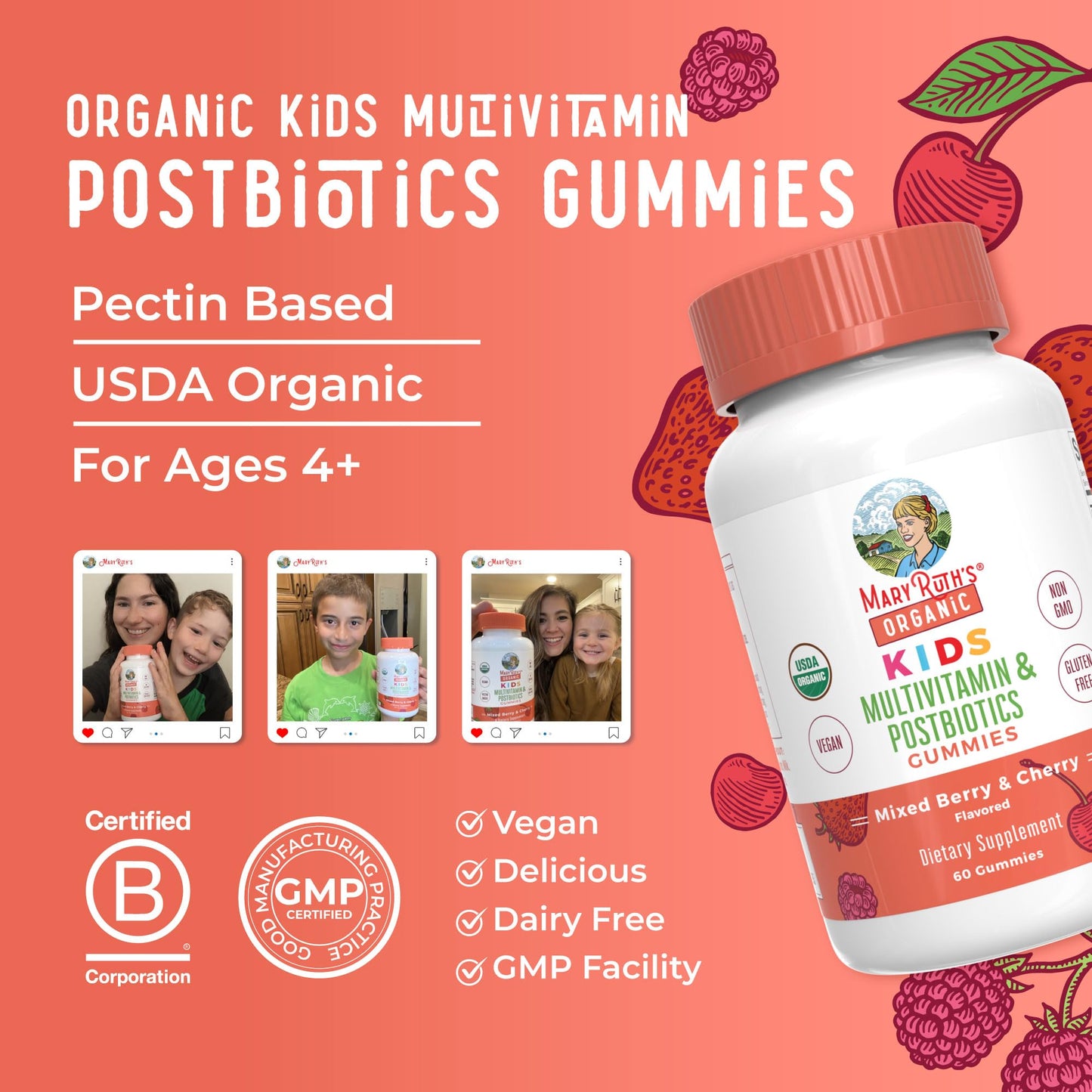 Suplemento orgánico para niños MaryRuth Organics en gominolas