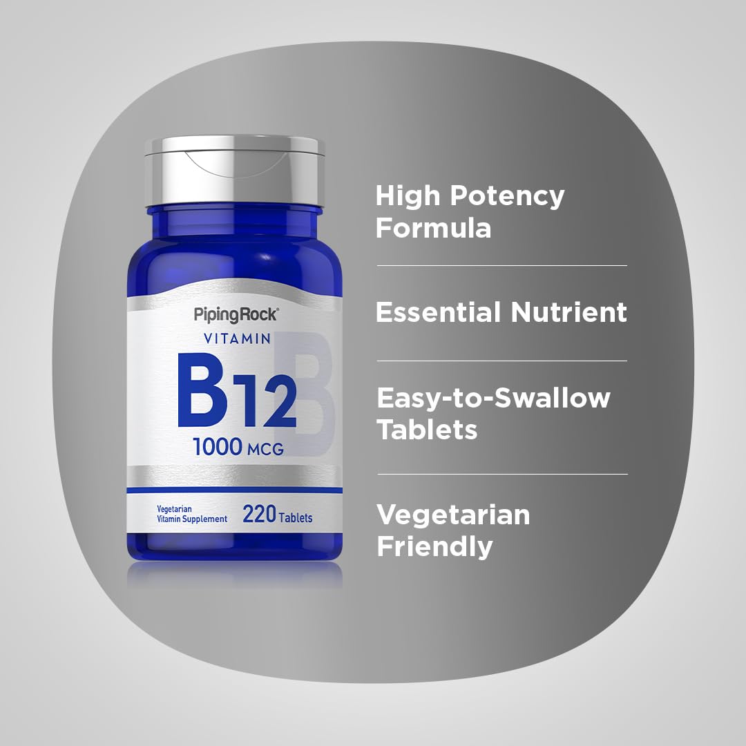Suplemento Piping Rock vitamina B12 sin gluten