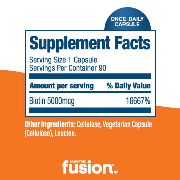 Suplemento post cirugía Bariatric Fusion 5000mcg biotina