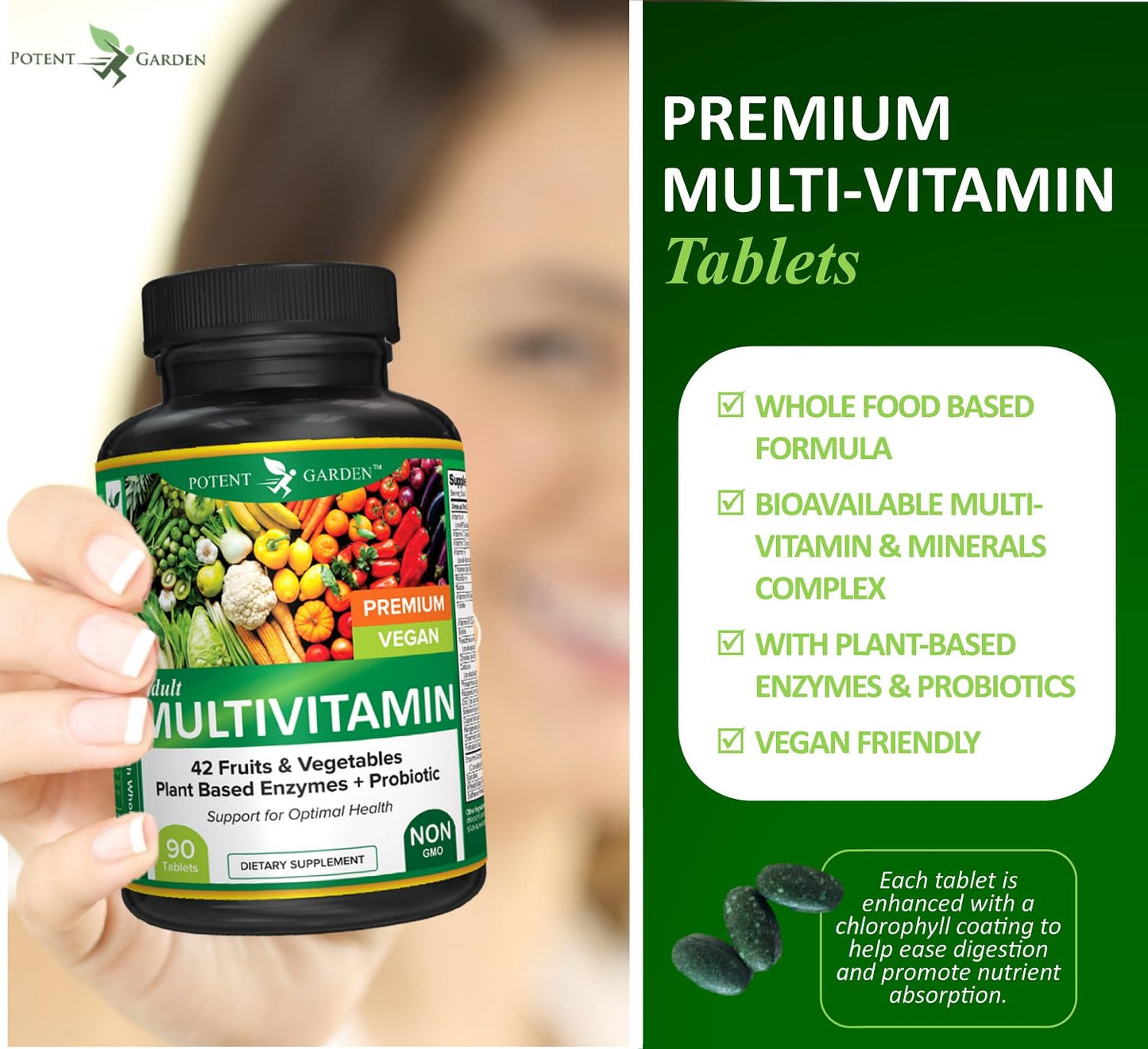 Suplemento Potent Garden con enzimas y probióticos