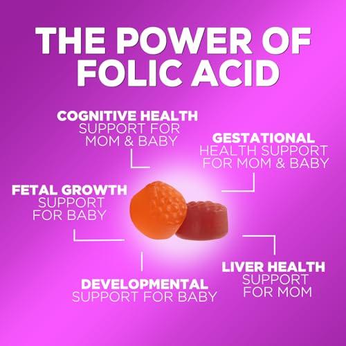 Suplemento prenatal en gomitas con ácido fólico y vitamina B9