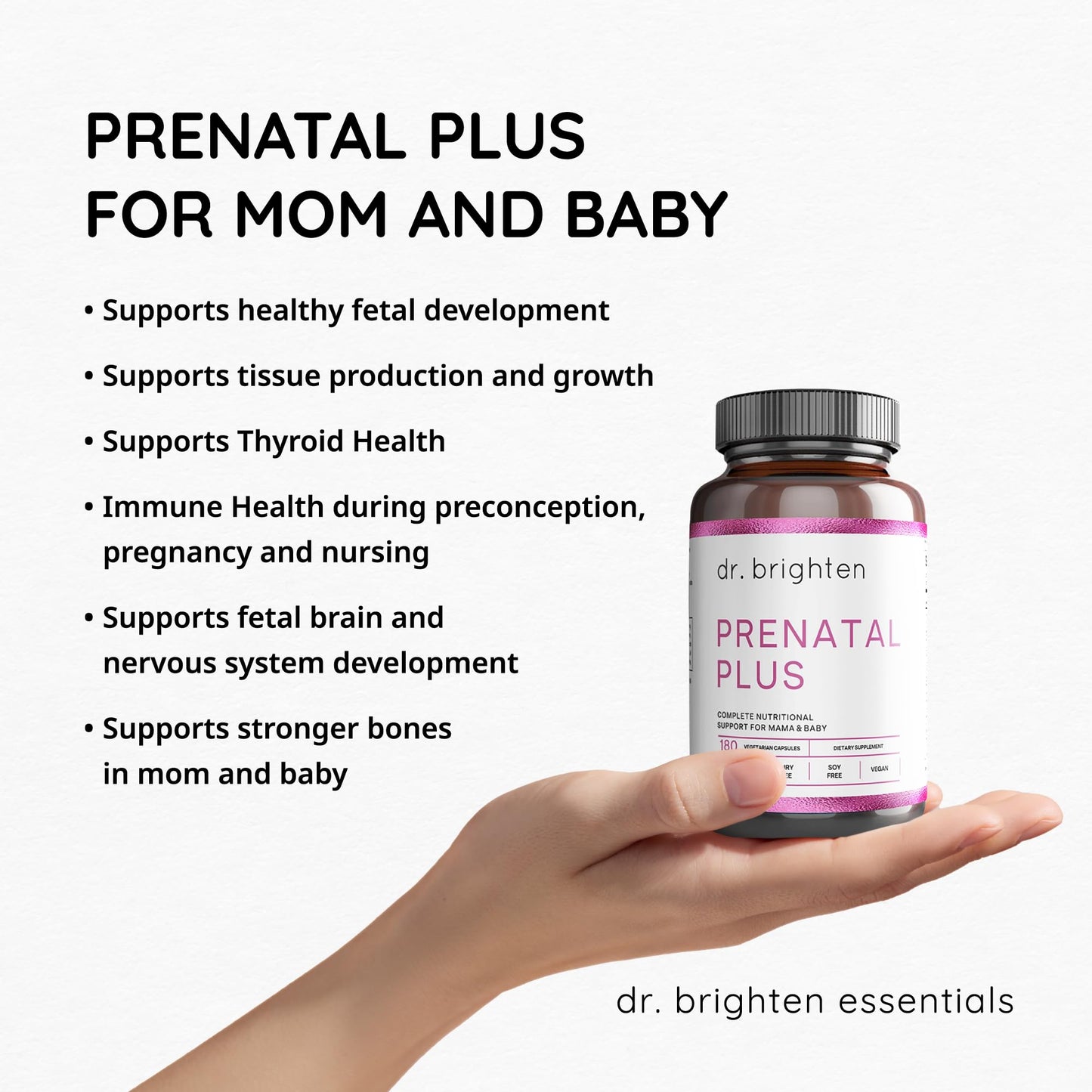 Suplemento prenatal vegano Dr. Brighten sin gluten ni soya