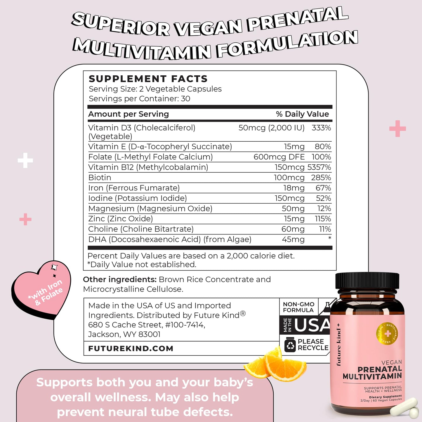 Suplemento prenatal vegano Future Kind con minerales