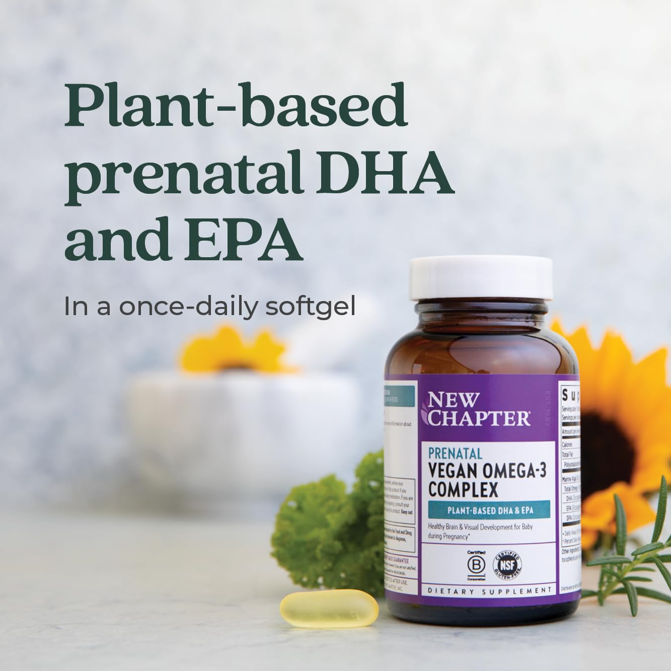 Suplemento prenatal vegano New Chapter parte trasera