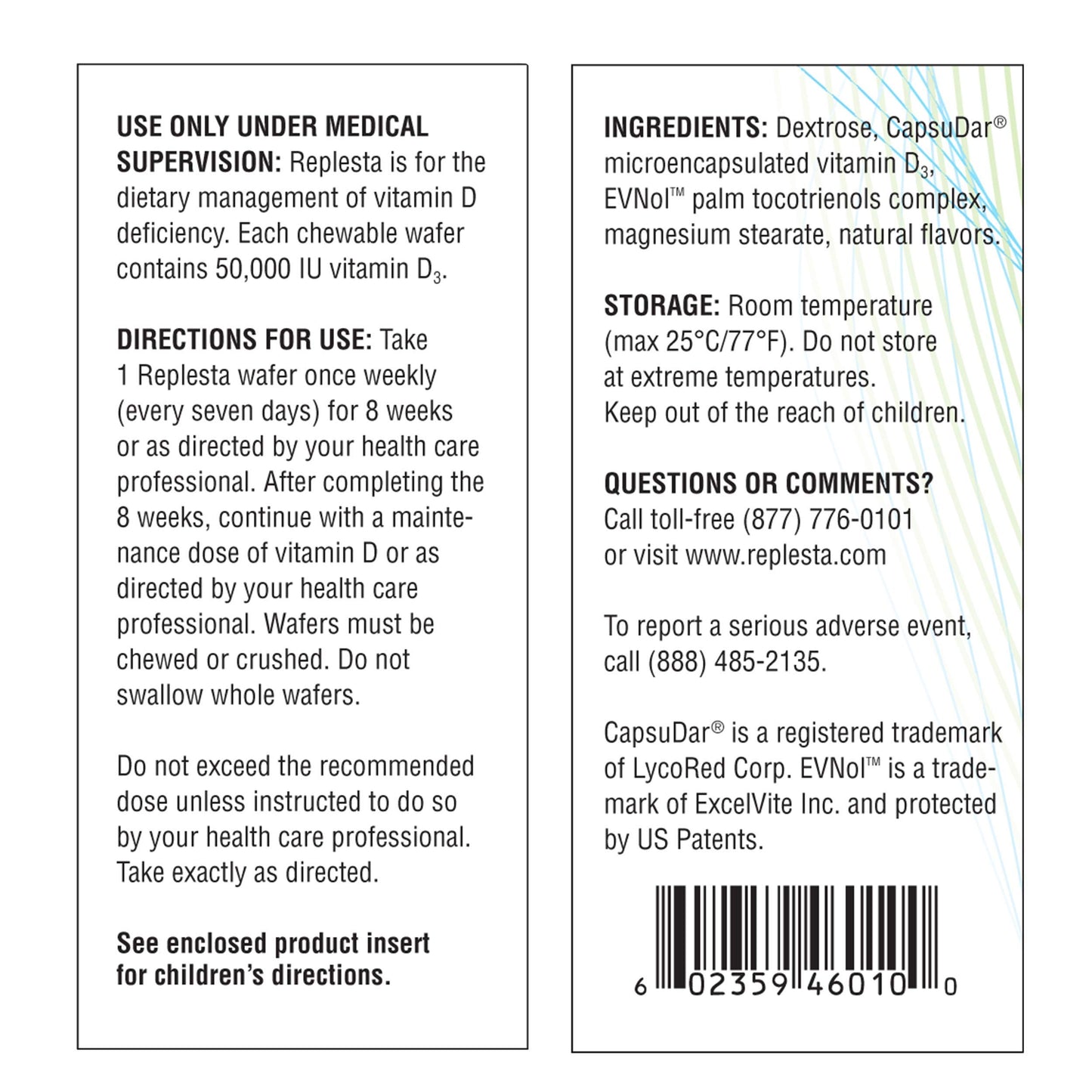 Suplemento Replesta vitamina D3 obleas masticables sabor naranja