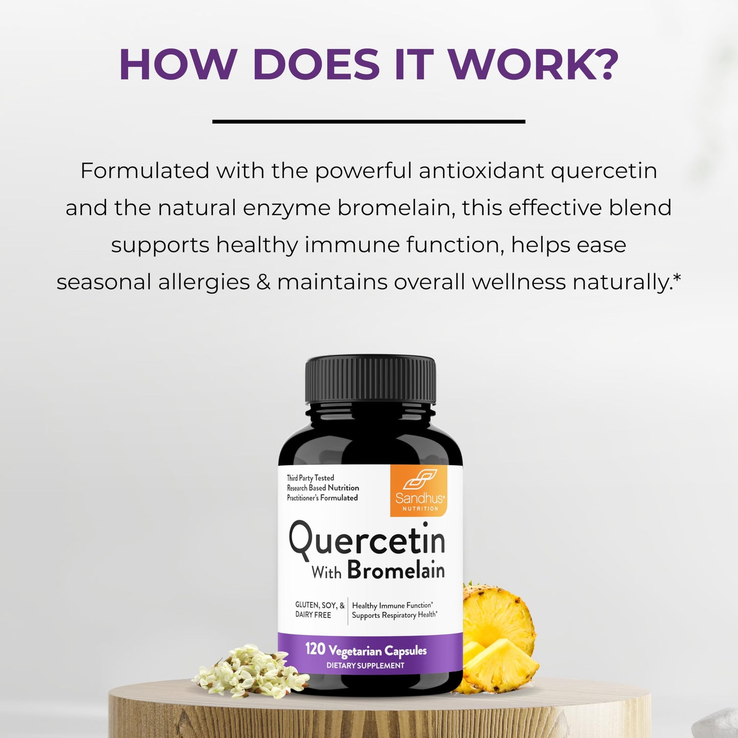 Suplemento Sandhu's quercetina con bromelina antioxidante natural