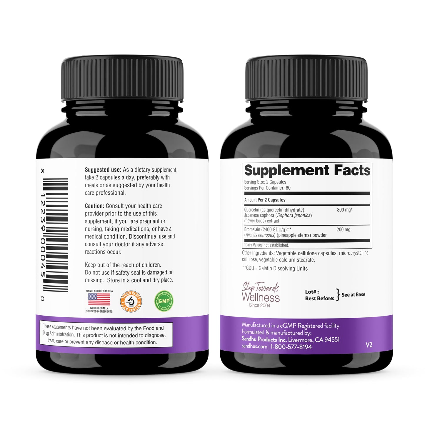 Suplemento Sandhu's con quercetina y bromelina para salud