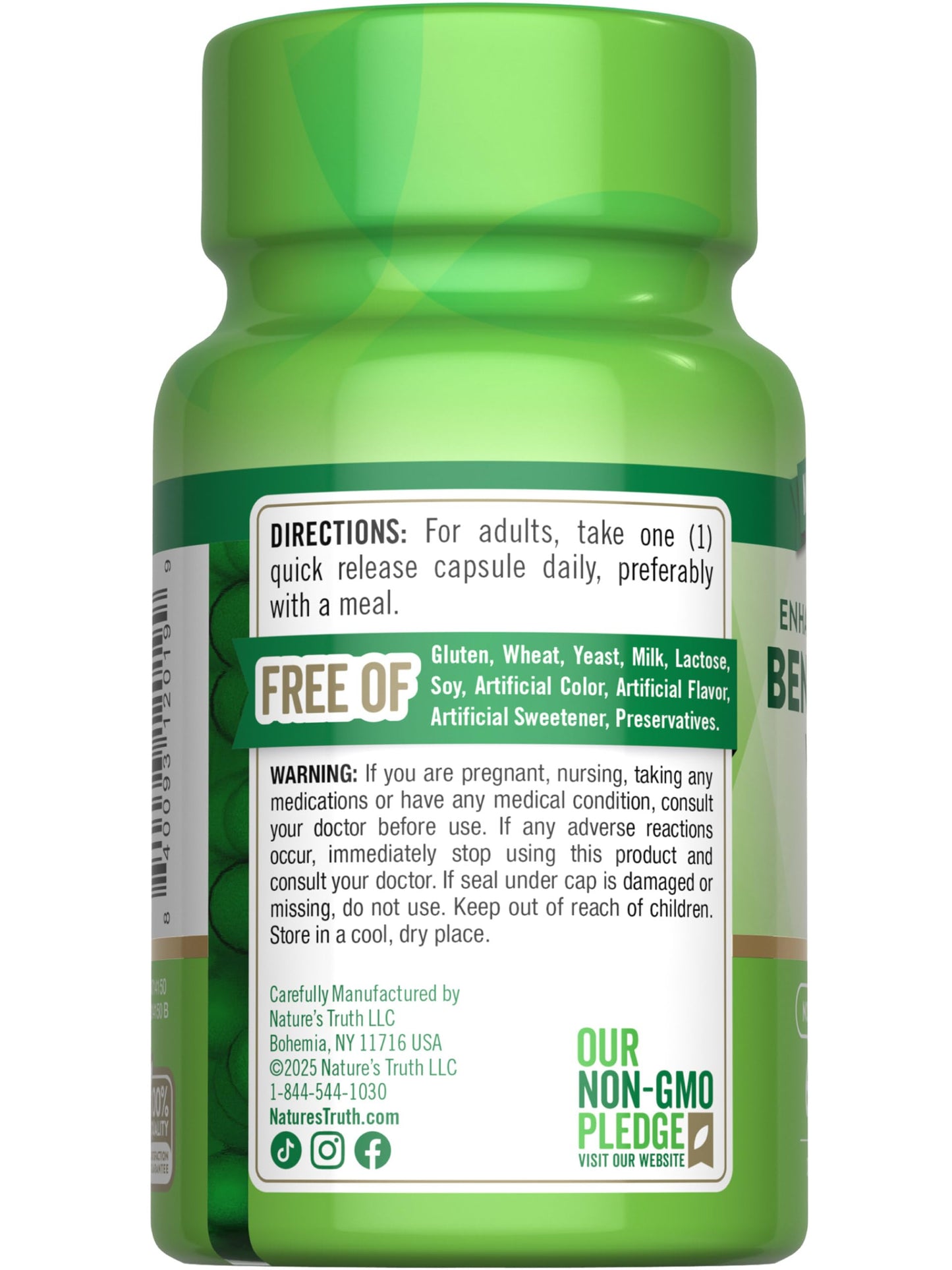 Suplemento sin gluten ni ogm Benfotiamina Nature's Truth 60 caps
