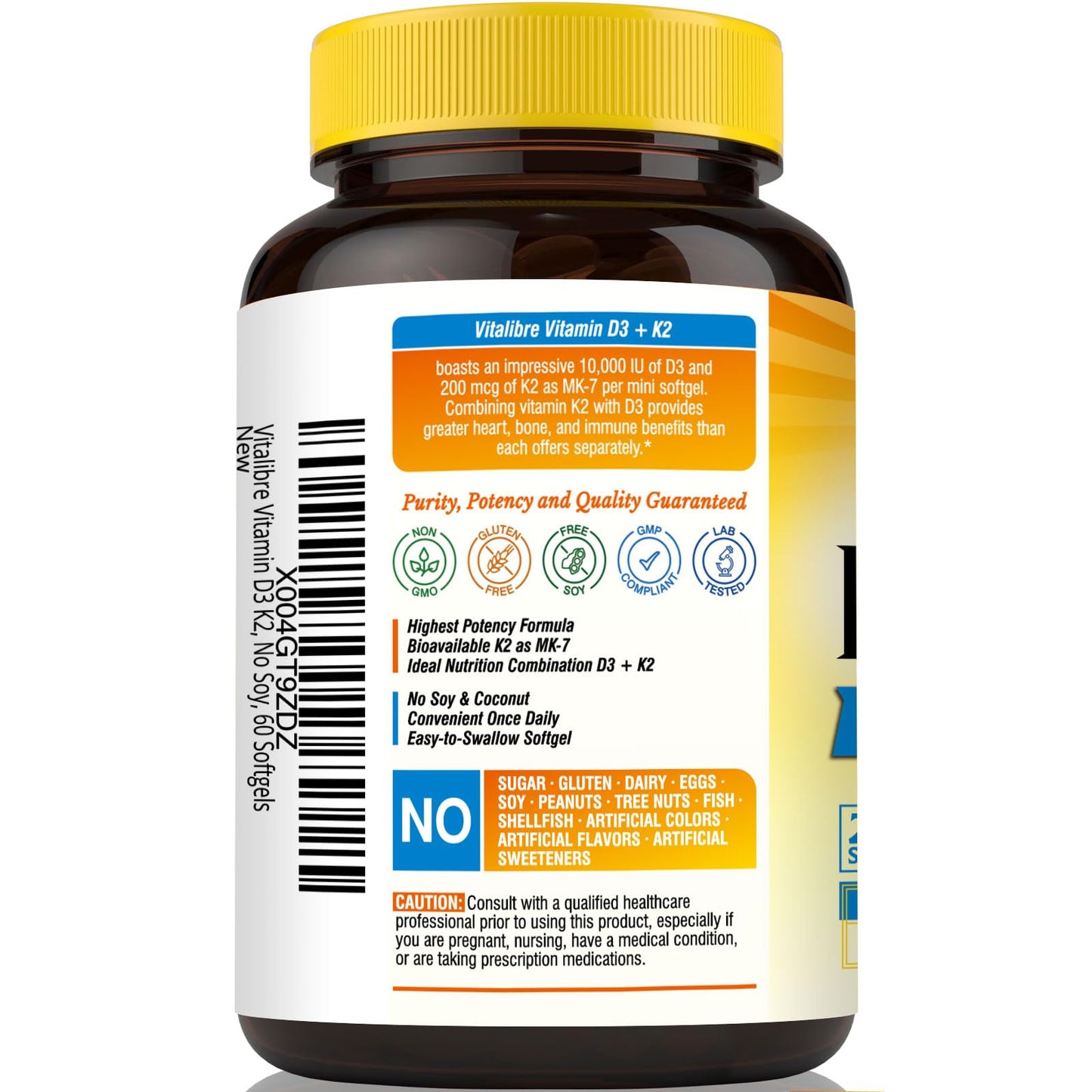Suplemento sin soja ni gluten Vitalibre vitamina D3 K2