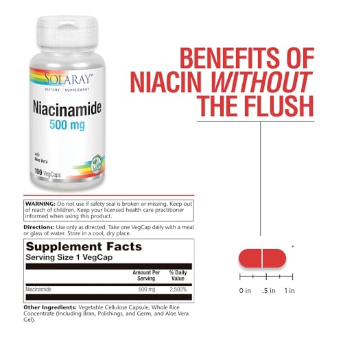 Suplemento SOLARAY niacinamida para metabolismo saludable