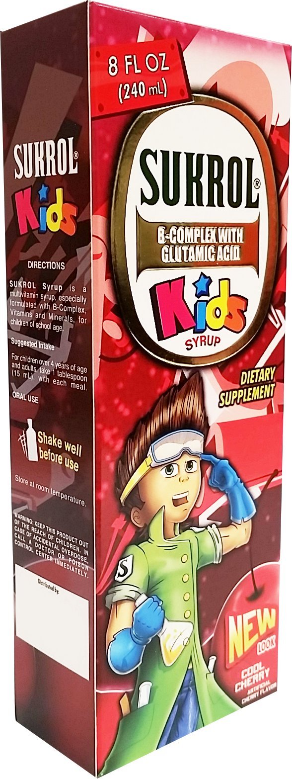 Suplemento Sukrol sabor cereza vista lateral con instrucciones