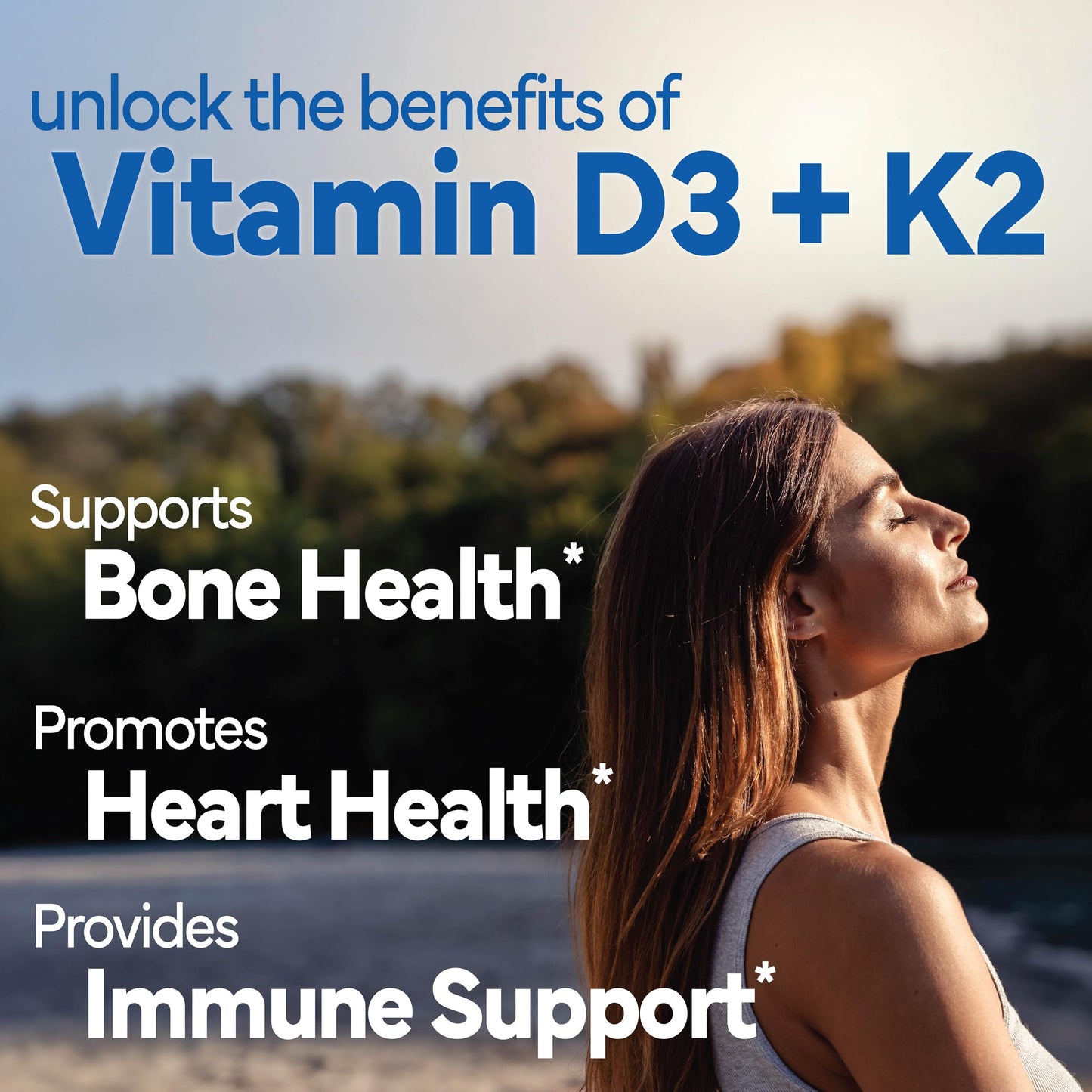 Suplemento sunshine vitamina d3 k2 para función muscular y corazón