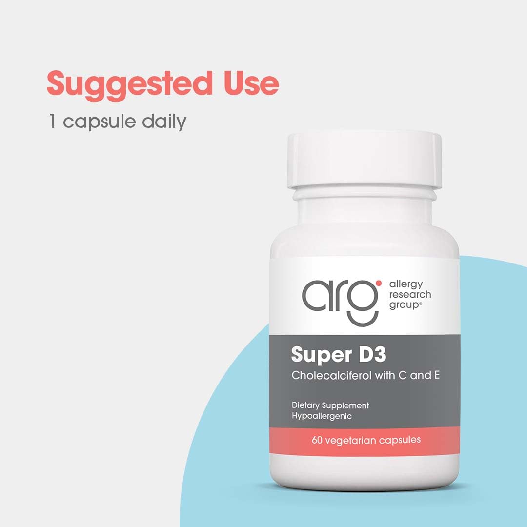 Suplemento Super D3 Allergy Research Group para salud ósea e inmunidad