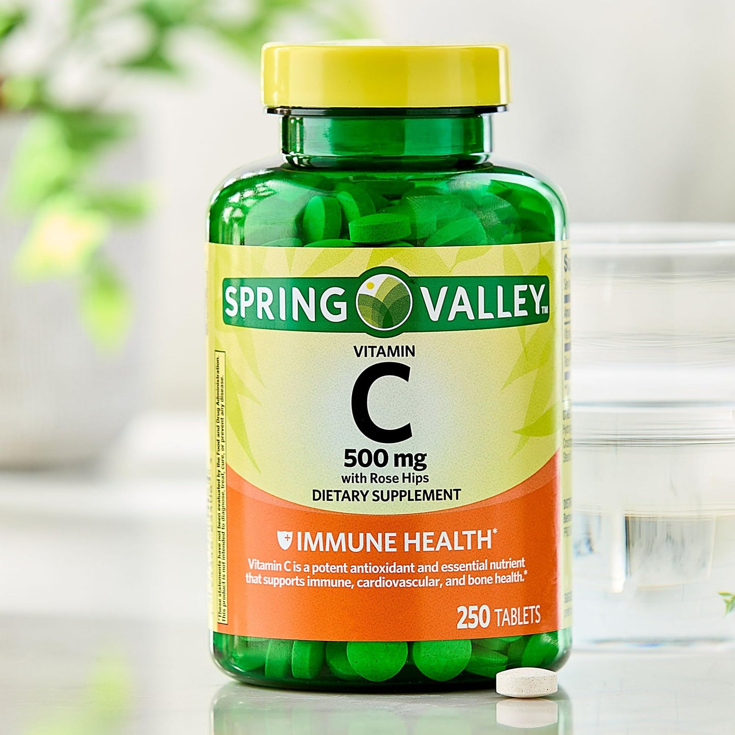 Suplemento en tabletas con vitamina c y rosa mosqueta natural