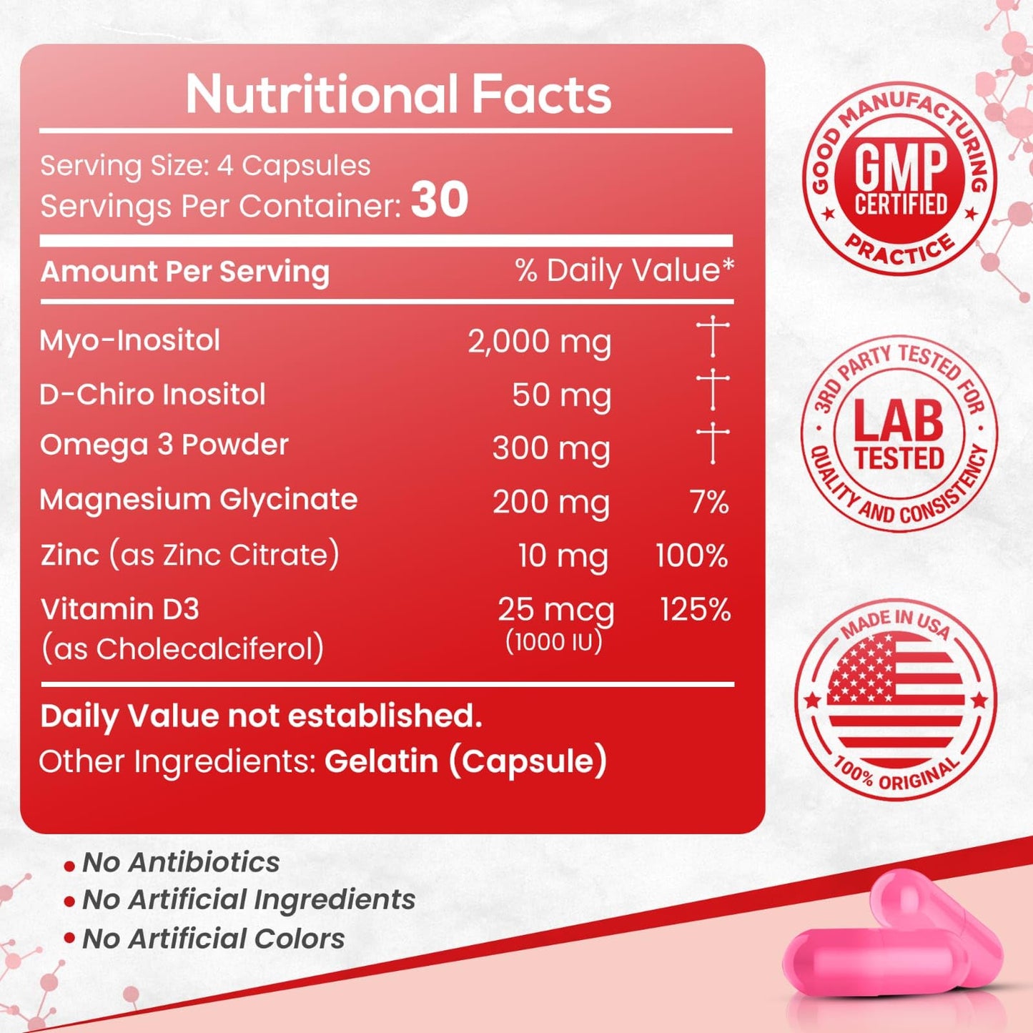 Suplemento TEVERON con Myo-Inositol y nutrientes esenciales.