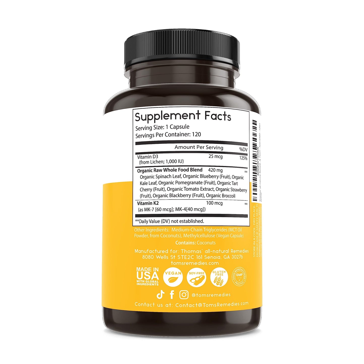 Suplemento Thomas D3 K2 Aceite MCT equilibrio sistema inmunológico
