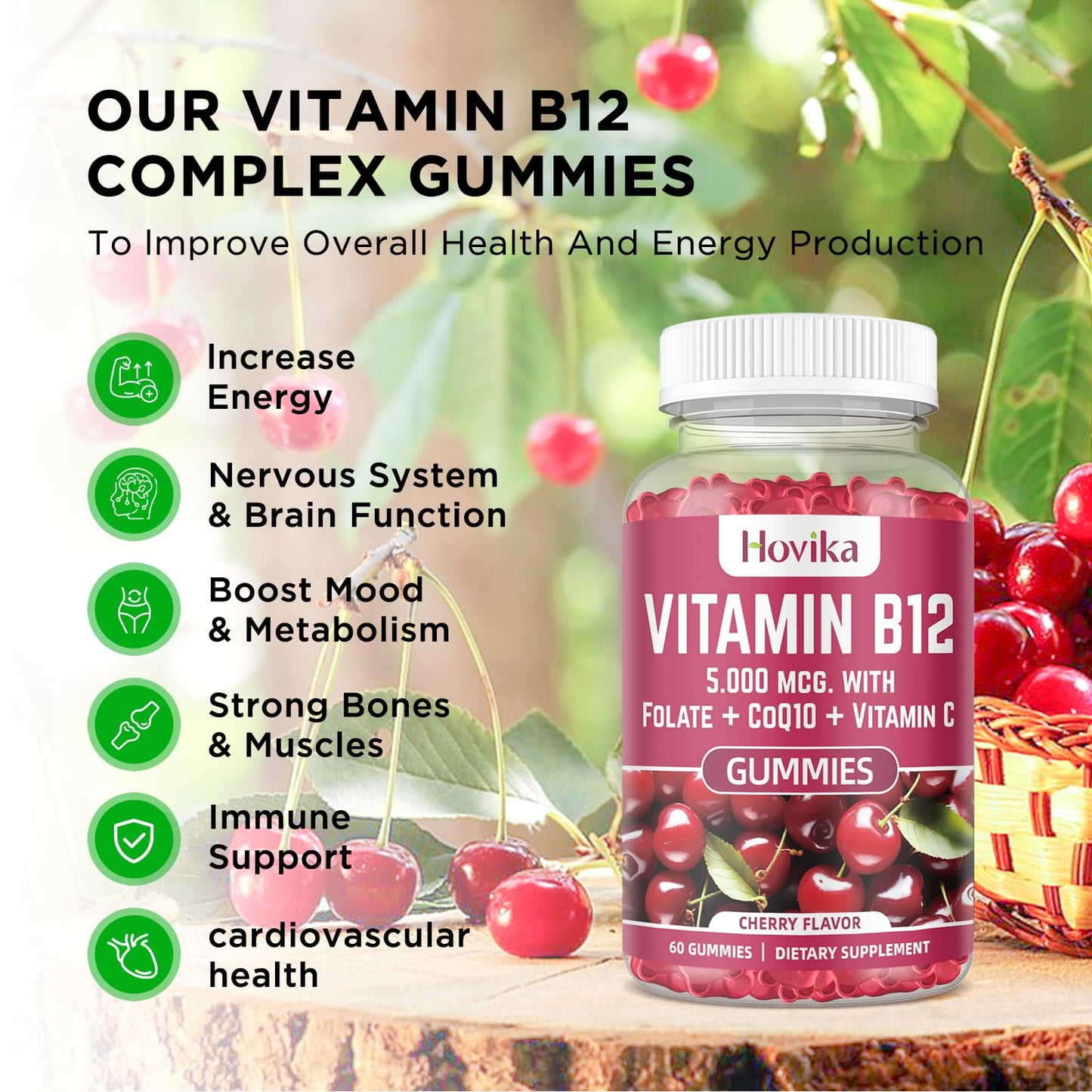 Suplemento triple vitamina B12 coenzima Q10 y folato