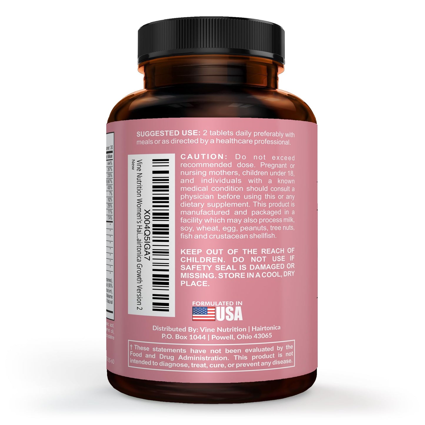 Suplemento para uñas y cabello Hairtonica Vine Nutrition 30 días