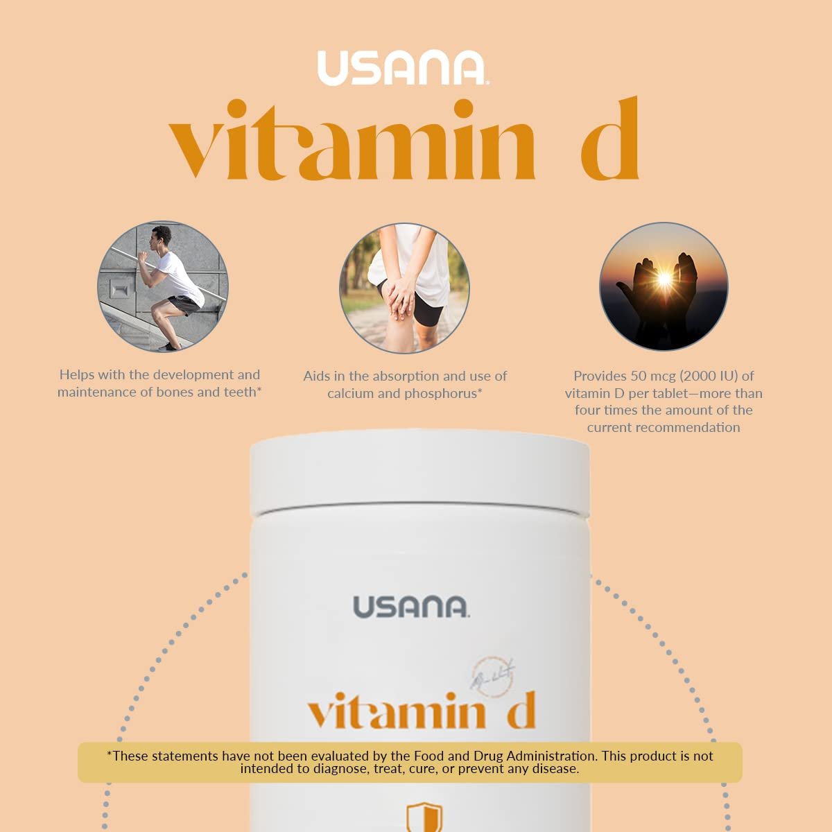 Suplemento USANA vitamina d para función pulmonar y sistema inmunológico