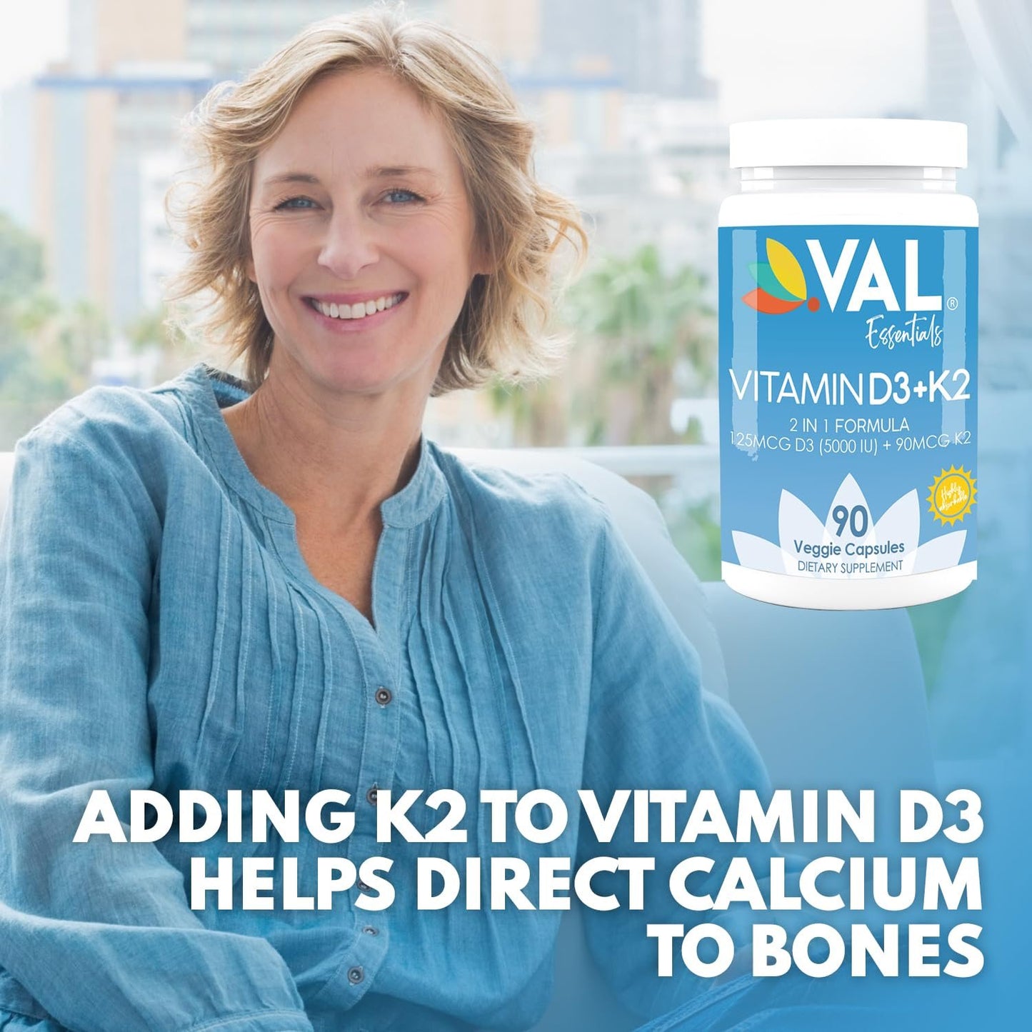 Suplemento val essentials vitamina k2 d3 cápsulas