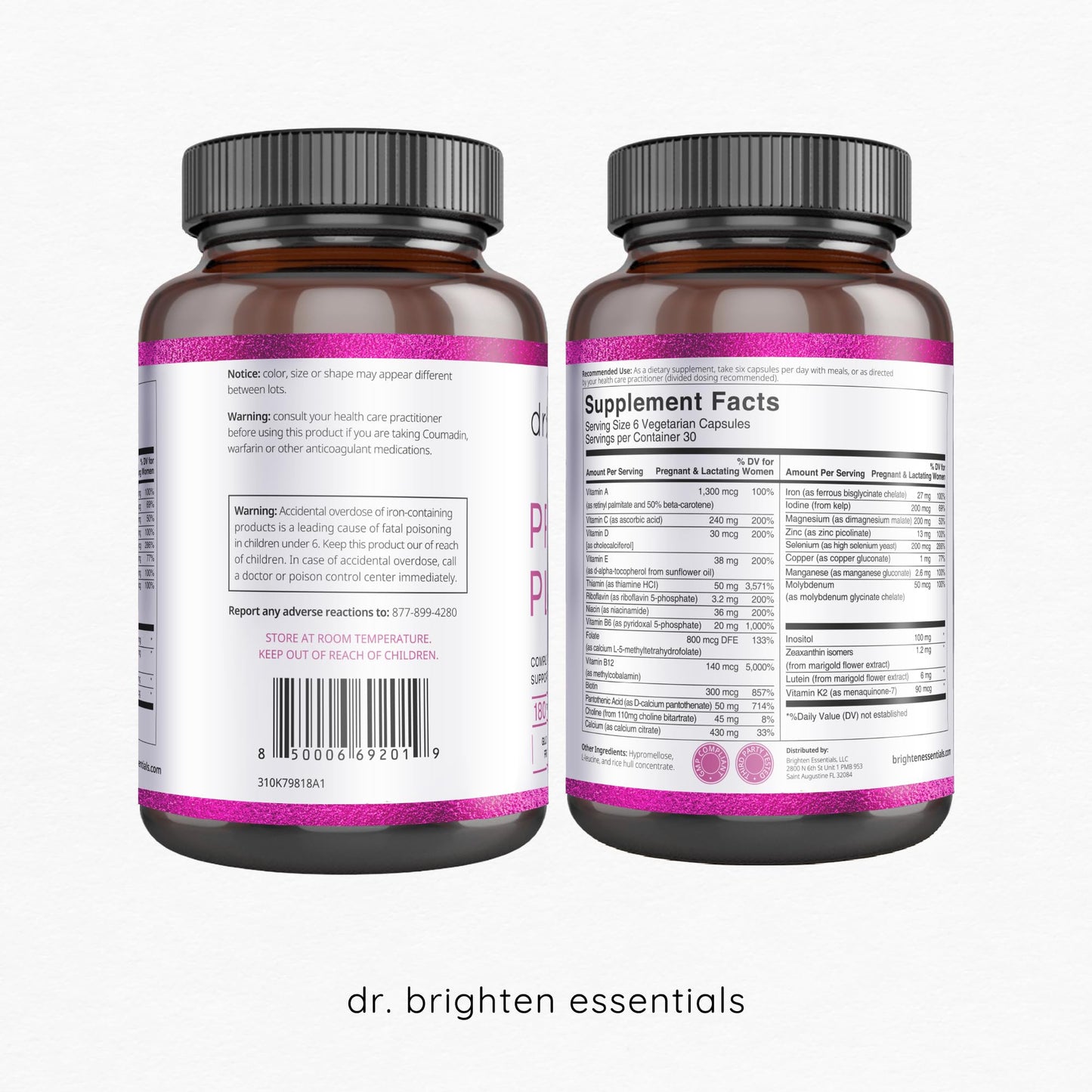 Suplemento vegano Dr. Brighten para embarazo y posparto