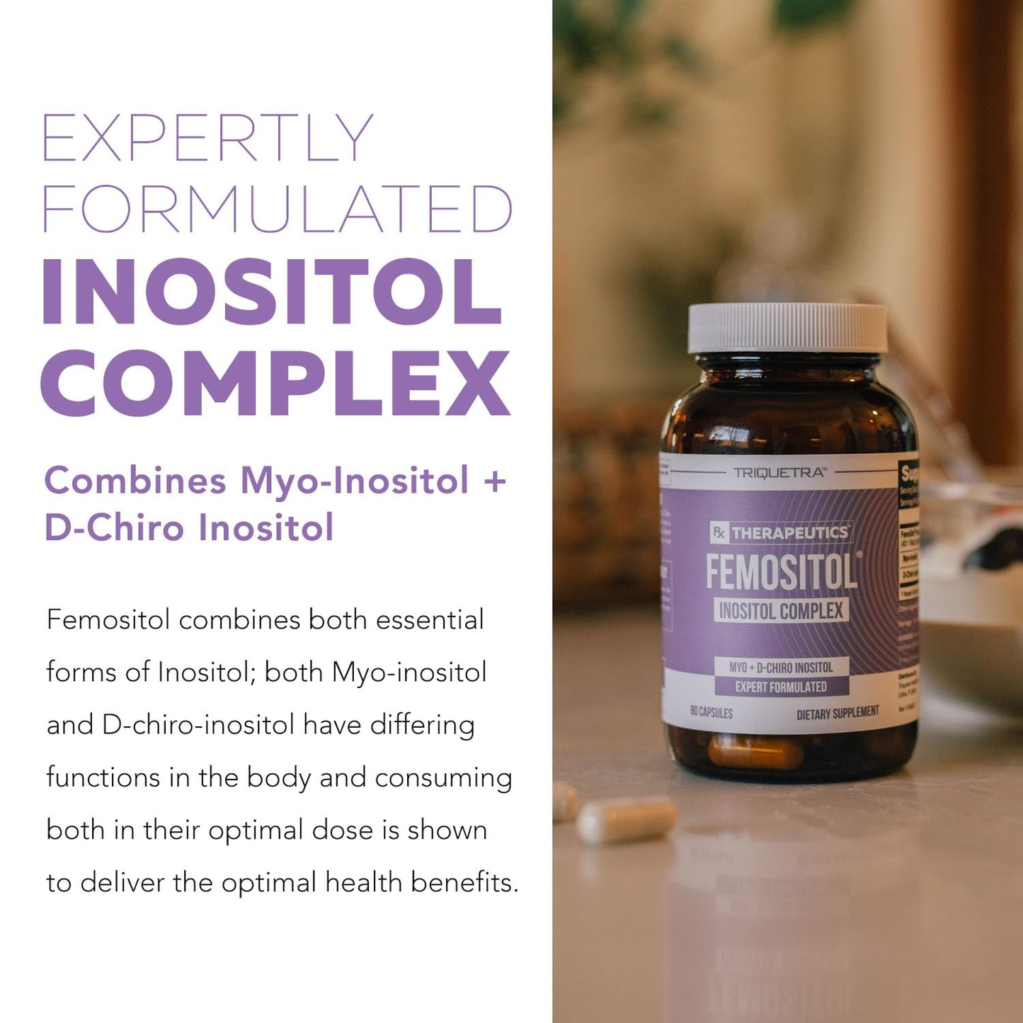Suplemento vegano inositol para balance hormonal femenino