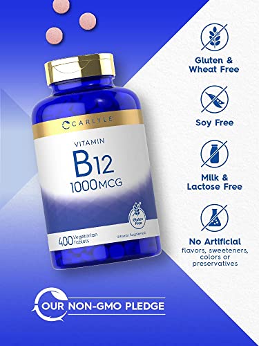 Suplemento vegetariano vitamina B12 Carlyle 1000 mcg