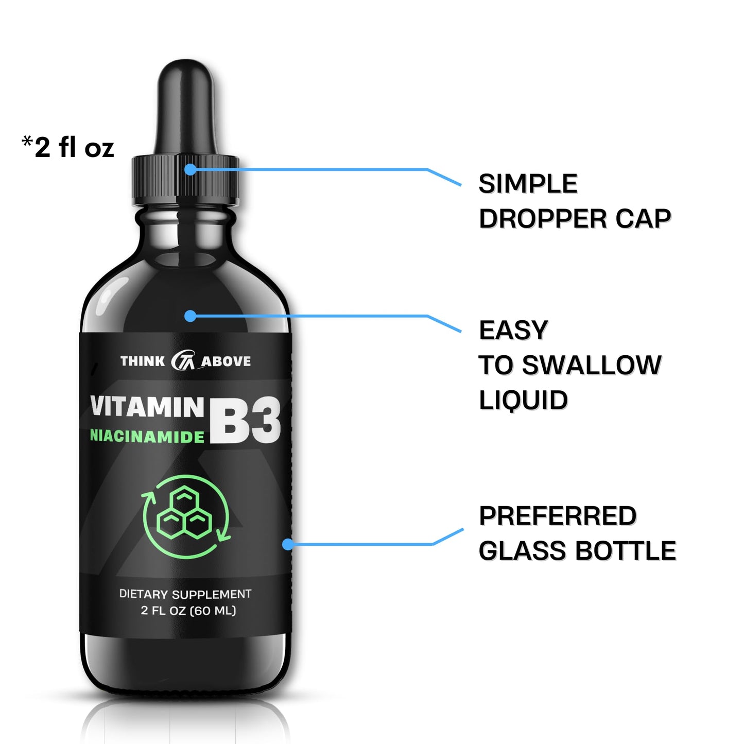 Suplemento vit b3 líquido fácil de tragar think above