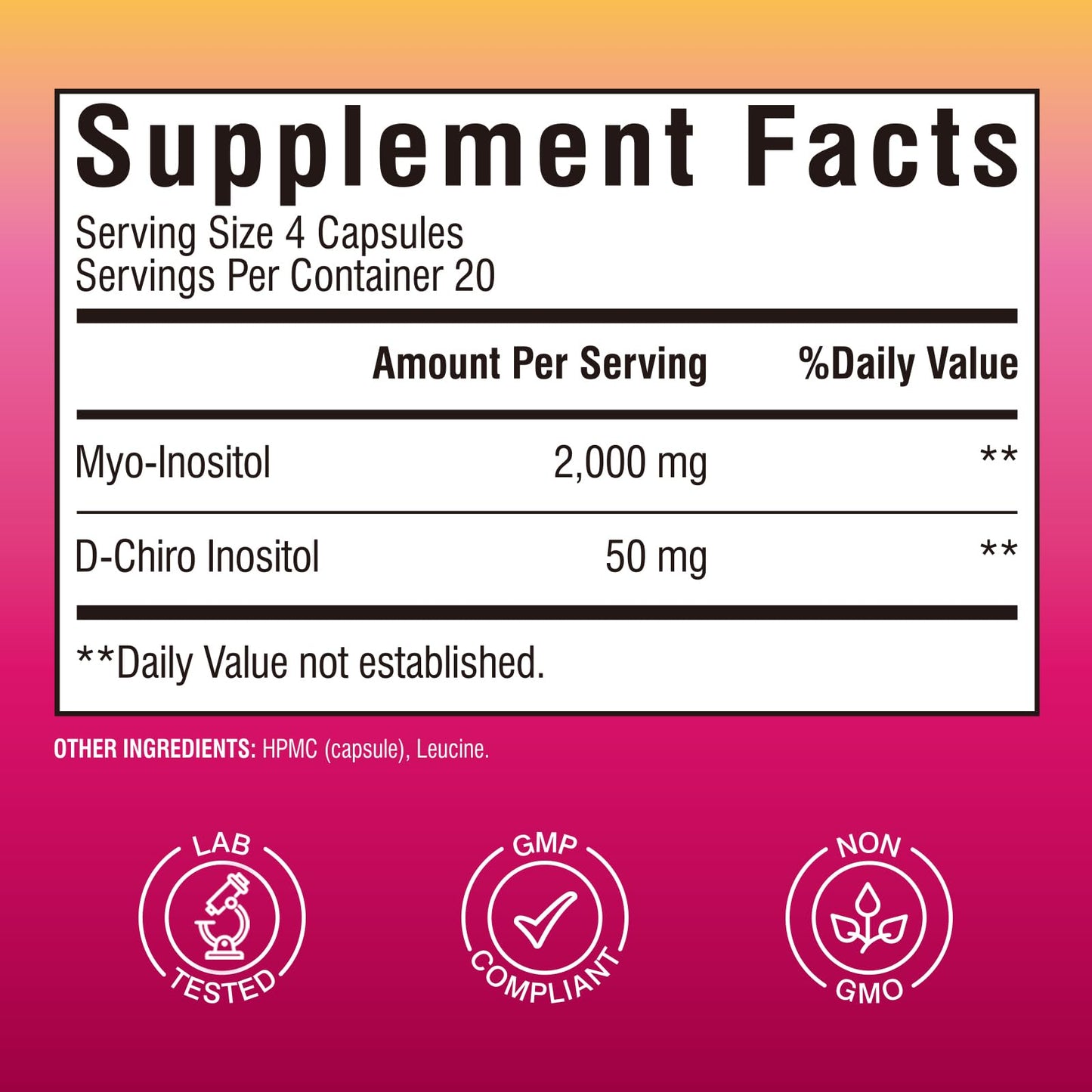 Suplemento Vitalibre inositol sin ingredientes artificiales ni alérgenos