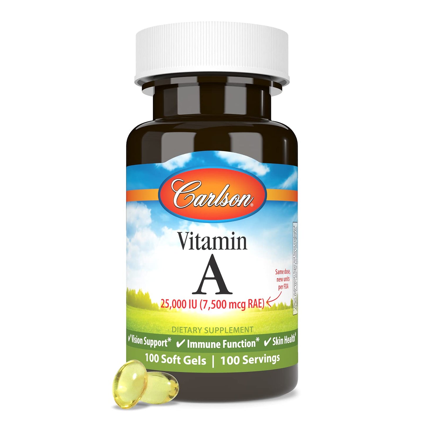 Suplemento de vitamina A Carlson 100 cápsulas blandas calidad