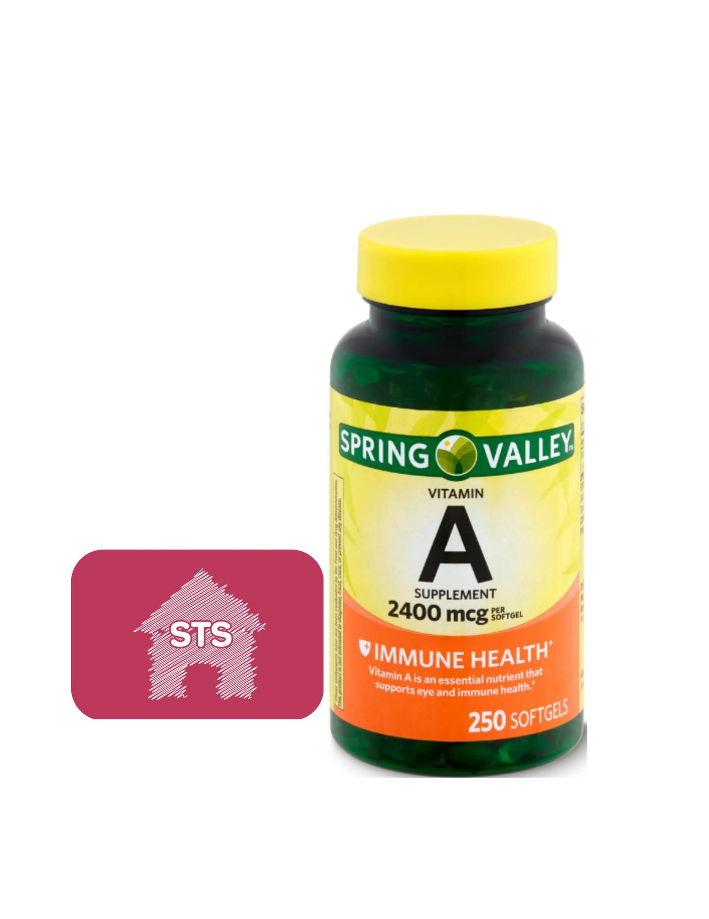 Suplemento vitamina A Spring Valley 2400 mcg paquete de 250 cápsulas