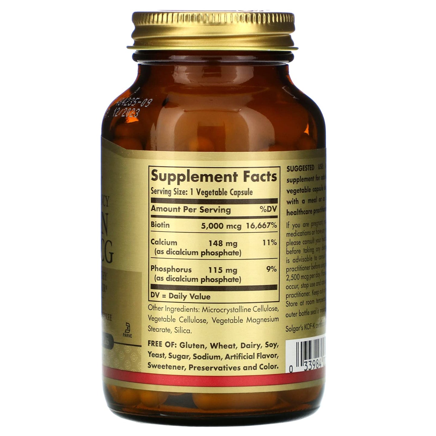 Suplemento vitamina B productor de energía Solgar biotina