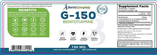 Suplemento vitamina B1 benfotiamina 150 mg 120 cápsulas